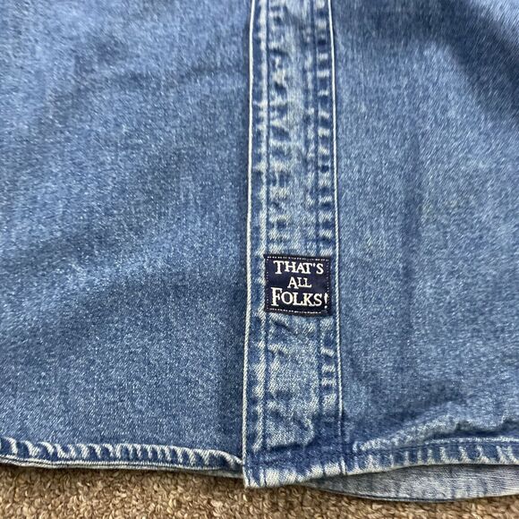 Vintage 2000 Warner Bros Taz I Don't @ Around for Nobody Button XXL Shirt Blue - Picture 8 of 9